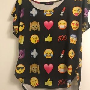 A black shirt with emojis
